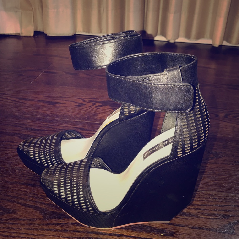 bcbgmaxazria black wedges sz 7. Worn once.
